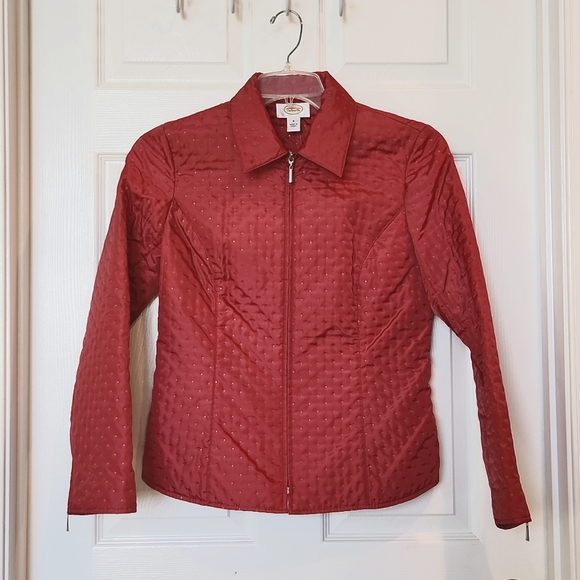 TALBOTS dotted full zip jacket. Size 8.  Beautiful  color. - Picture 1 of 9